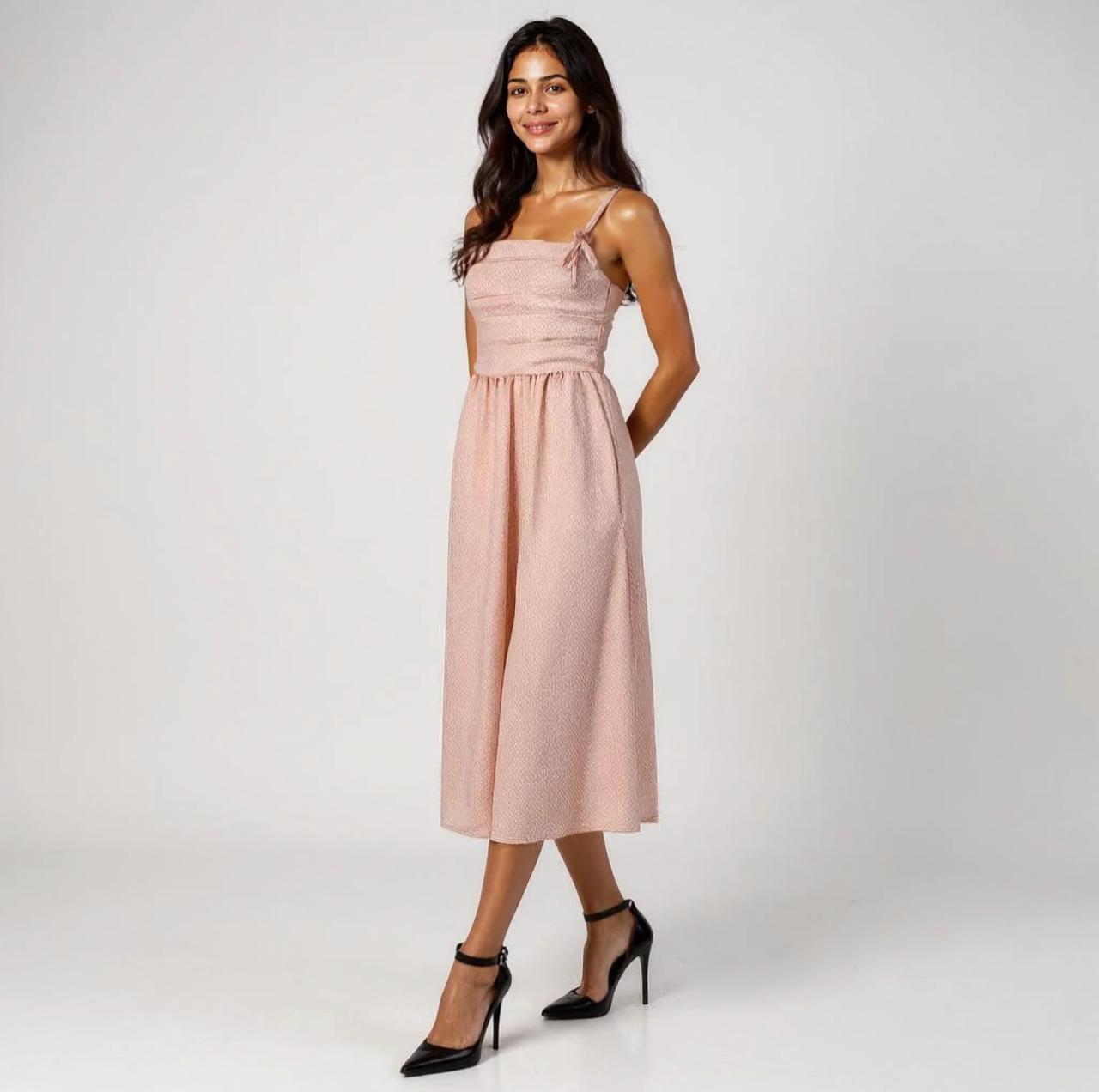 All Over Polka Print Dress and Strap Detail On Sleeve