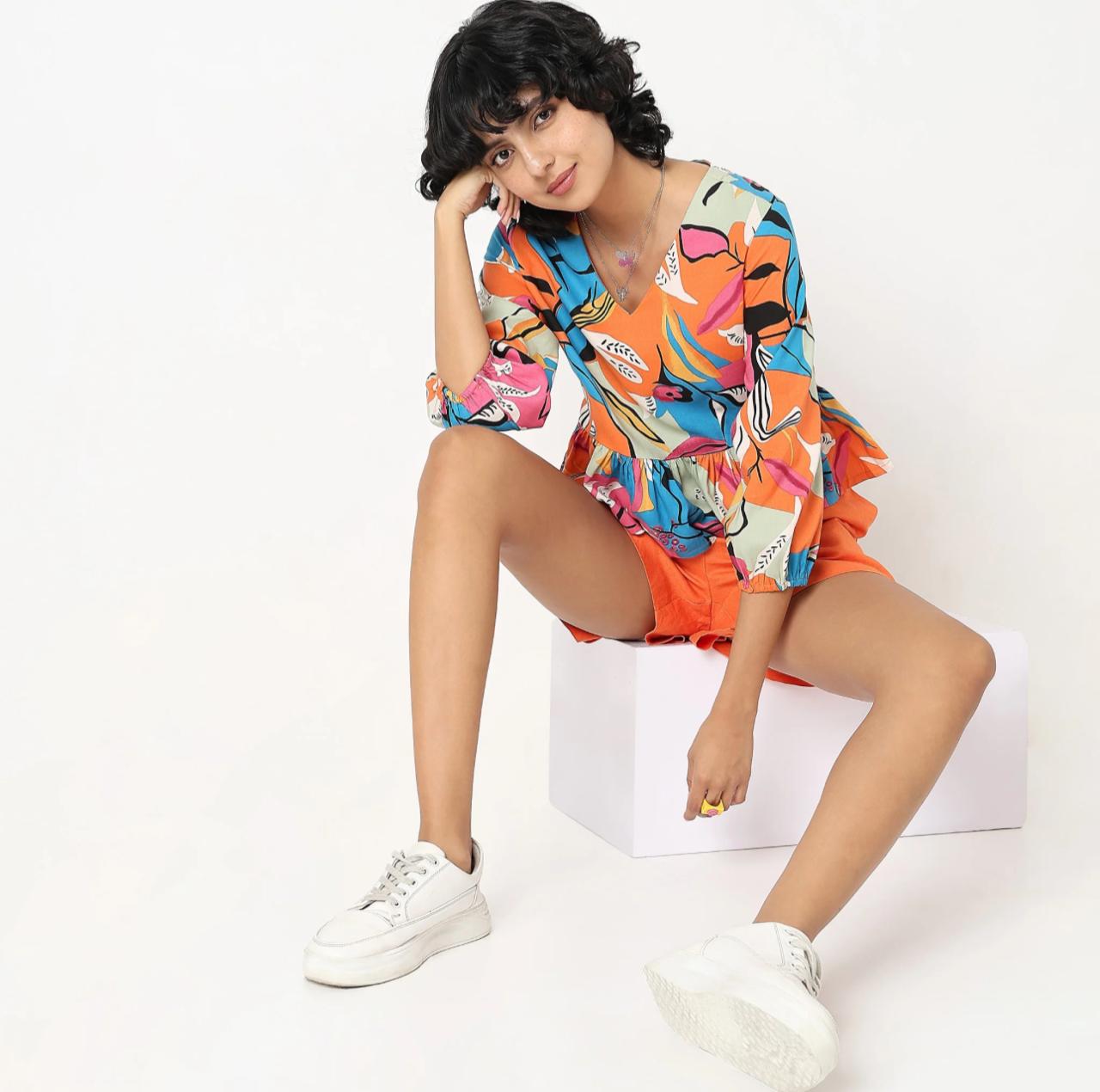 Boxy Fit Printed Crop Top