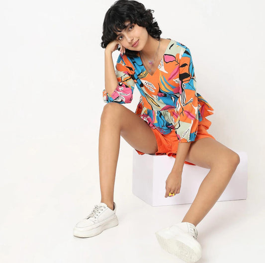 Boxy Fit Printed Crop Top