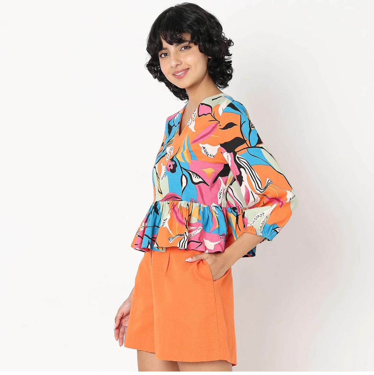 Boxy Fit Printed Crop Top