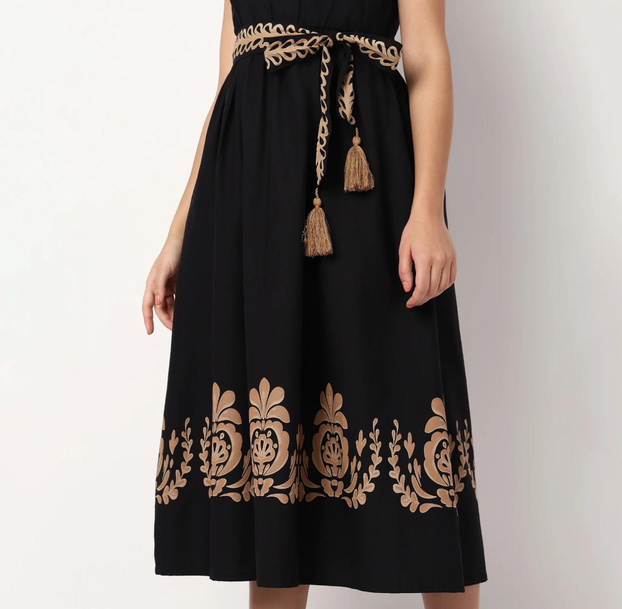 Woven Strapy Flared Printed Dress